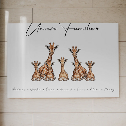 Familien Fotoboard Magnet PosterPersonalisiert Giraffe Familienporträt Geschenk für Papa Mama Oma Opa