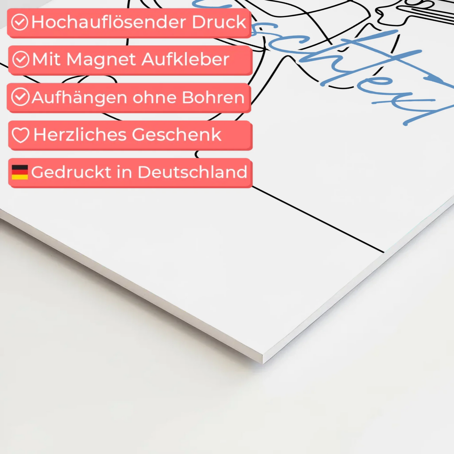 Personalisiertes Fotoboard Magnetisch Lineart Trompete Geschenk Sohn & Bruder