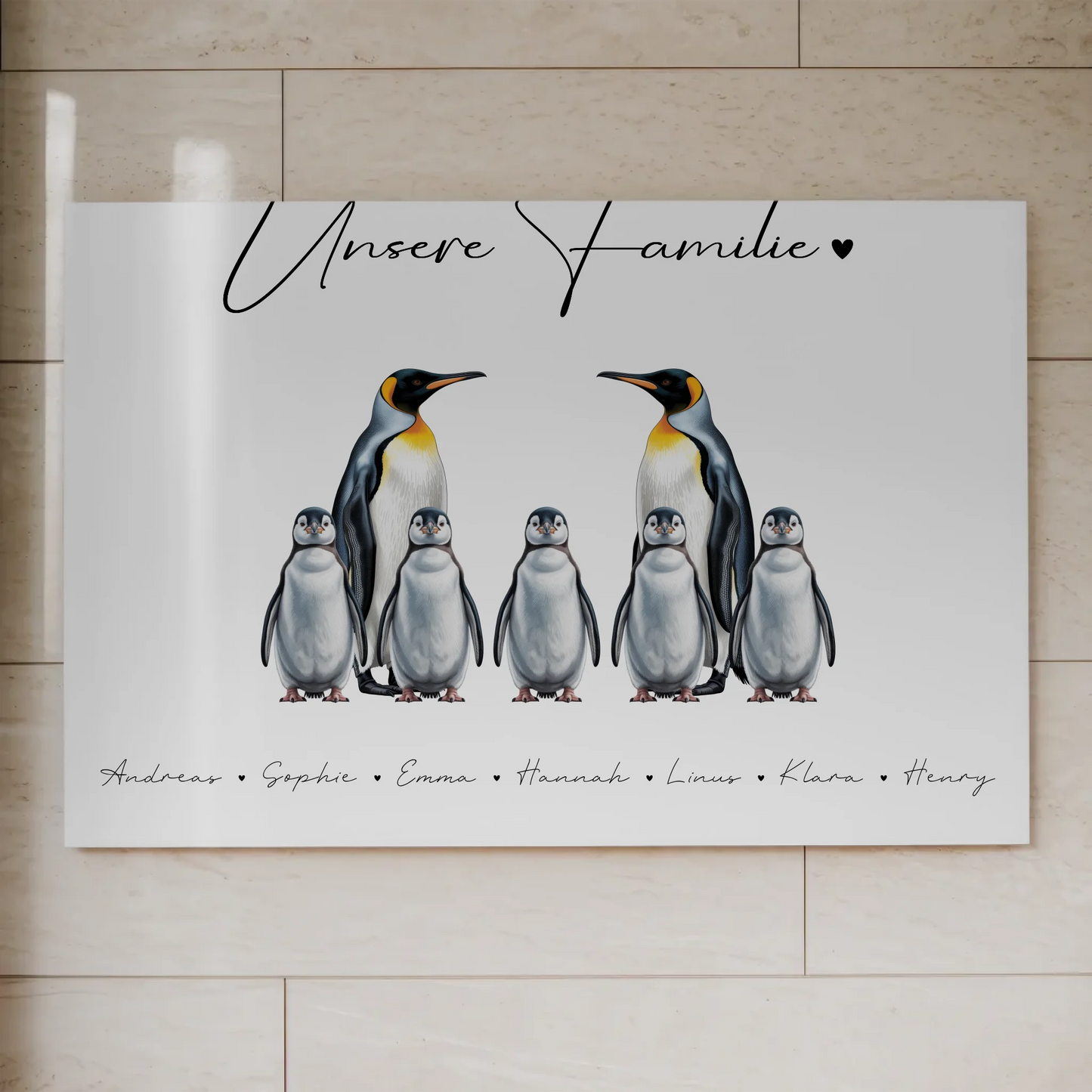 Familien Fotoboard Magnetisch Pinguin Familienporträt Geschenk für Oma Opa Mama Papa