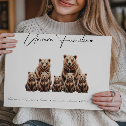 Familien Fotoboard Braunbären Familienporträt Geschenk für Mama Papa Oma Opa
