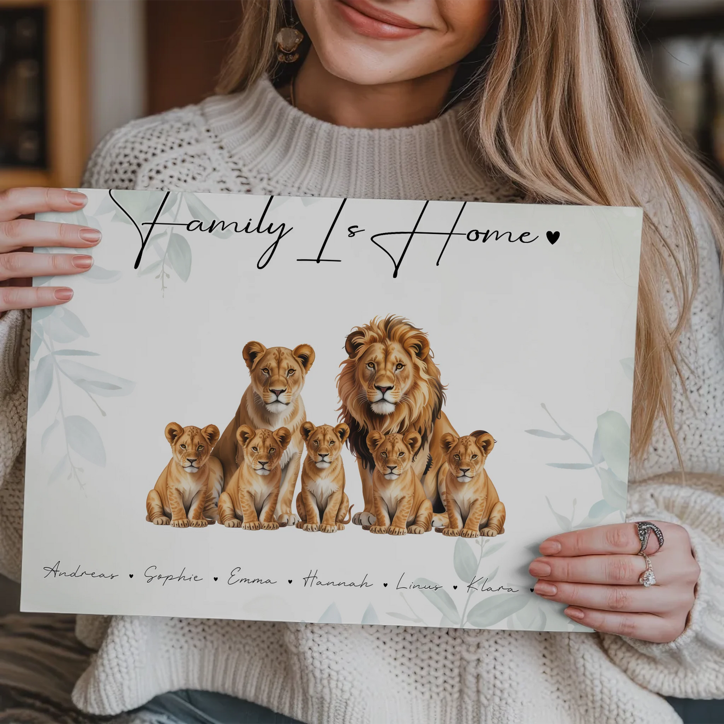 Fotoboard Sprüche Familie Löwen Familienporträt Geschenk für Mama Papa Oma Opa