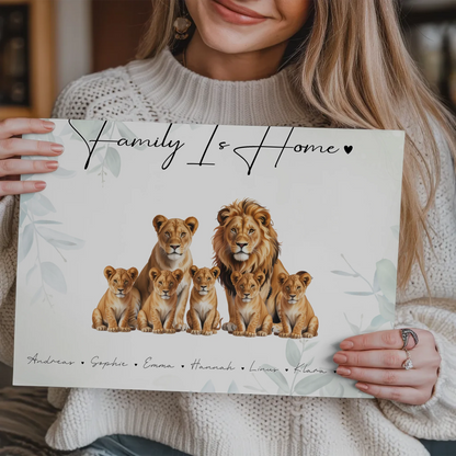Fotoboard Sprüche Familie Löwen Familienporträt Geschenk für Mama Papa Oma Opa