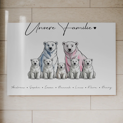 Fotoboard Familie Mit Namen Eisbären Familienporträt Geschenk für Oma Opa Mama Papa