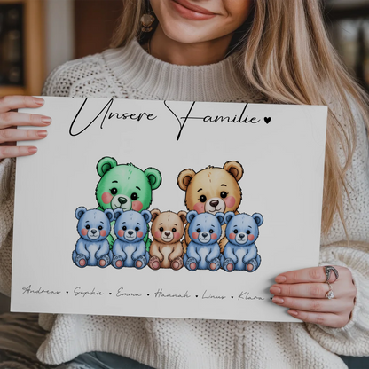 Fotoboard Spruch Familie Bärchen Familienporträt Geschenk für Oma Opa Mama Papa