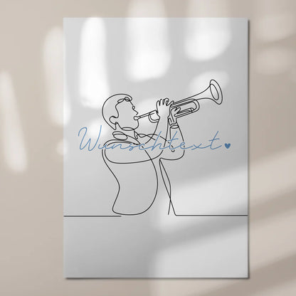Lineart Fotoboard Magnet Wandbild Trompete Geschenk Sohn & Bruder