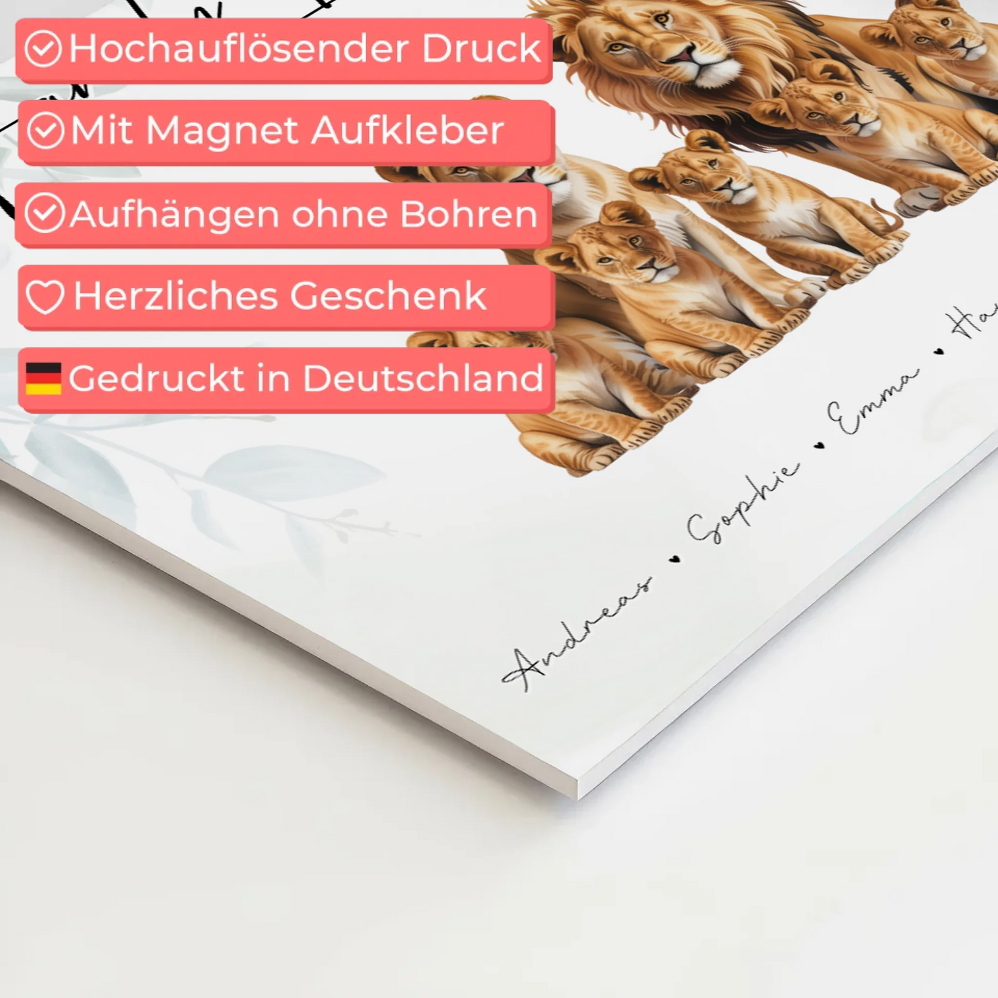 Fotoboard Sprüche Familie Löwen Familienporträt Geschenk für Mama Papa Oma Opa