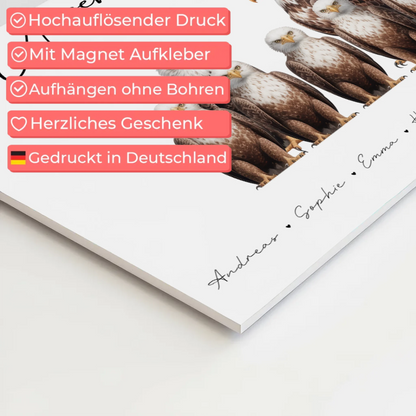 Personalisiertes Familien Fotoboard Adler Familienporträt Geschenk für Mama Papa Oma Opa