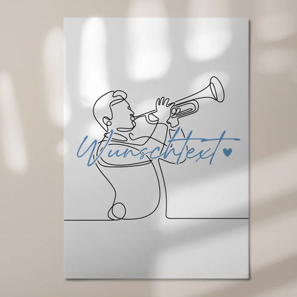 Personalisiertes Fotoboard Magnetisch Lineart Trompete Geschenk Sohn & Bruder