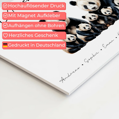 Fotoboard Magnet Poster Familie Panda Familienporträt Geschenk für Papa Mama Oma Opa