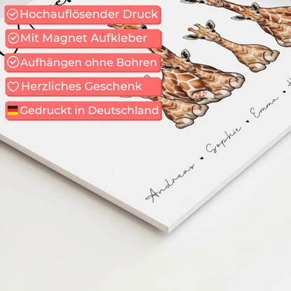 Familien Fotoboard Magnet PosterPersonalisiert Giraffe Familienporträt Geschenk für Papa Mama Oma Opa