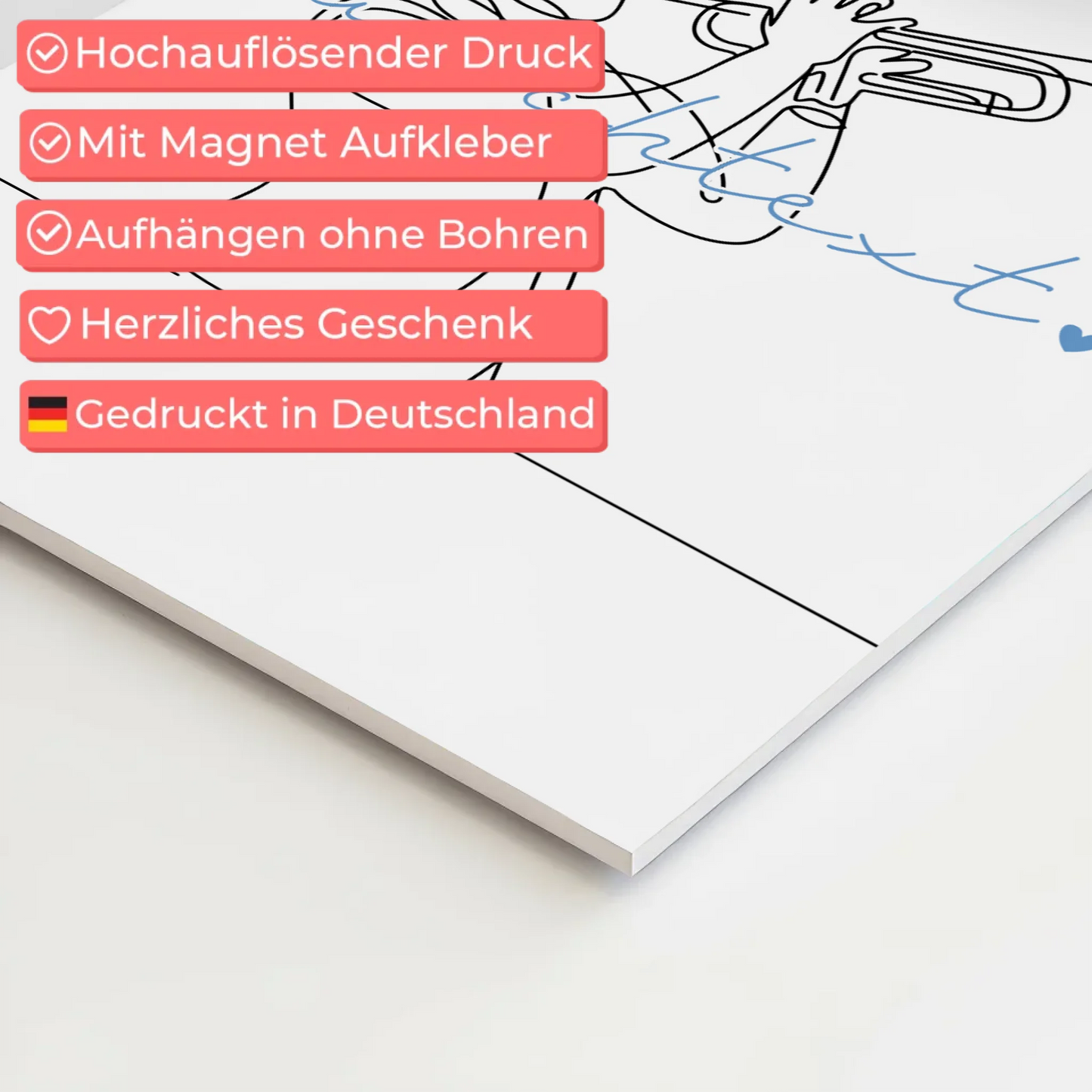 Lineart Fotoboard Magnet Wandbild Trompete Geschenk Sohn & Bruder