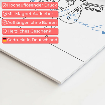 Lineart Fotoboard Magnet Wandbild Trompete Geschenk Sohn & Bruder
