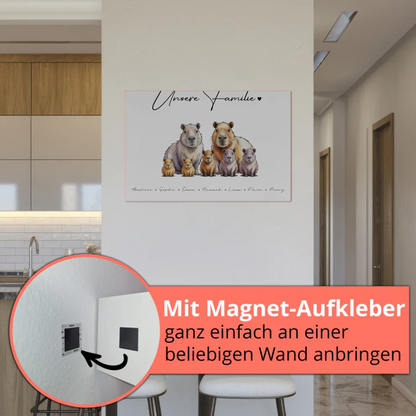 Familien Fotoboard Mit Namen Capybara Familienporträt Geschenk für Oma Opa Mama Papa