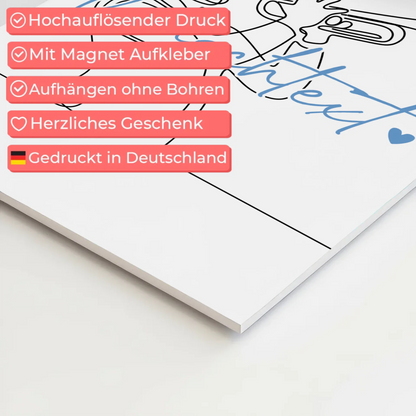 Personalisiertes Fotoboard Magnetisch Lineart Trompete Geschenk Sohn & Bruder