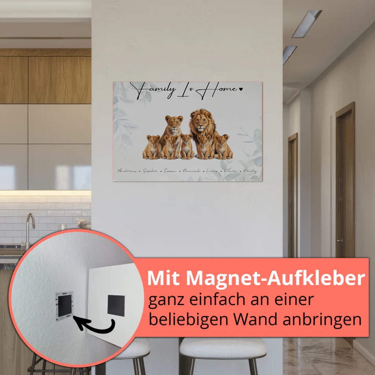 Fotoboard Sprüche Familie Löwen Familienporträt Geschenk für Mama Papa Oma Opa