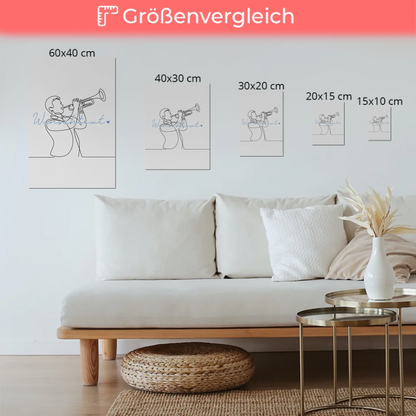 Lineart Fotoboard Magnet Wandbild Trompete Geschenk Sohn & Bruder