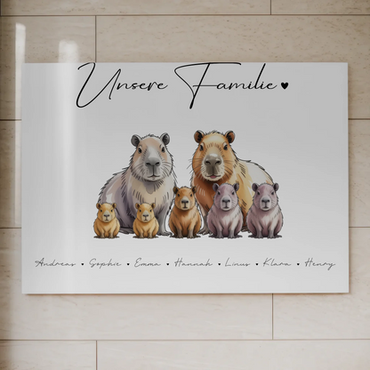 Familien Fotoboard Mit Namen Capybara Familienporträt Geschenk für Oma Opa Mama Papa