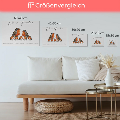 Magnetisches Fotoboard Sprüche Familie Rotkehlchen Familienporträt Geschenk für Oma Opa Mama Papa