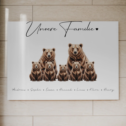 Familien Fotoboard Braunbären Familienporträt Geschenk für Mama Papa Oma Opa
