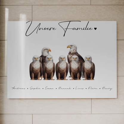 Personalisiertes Familien Fotoboard Adler Familienporträt Geschenk für Mama Papa Oma Opa