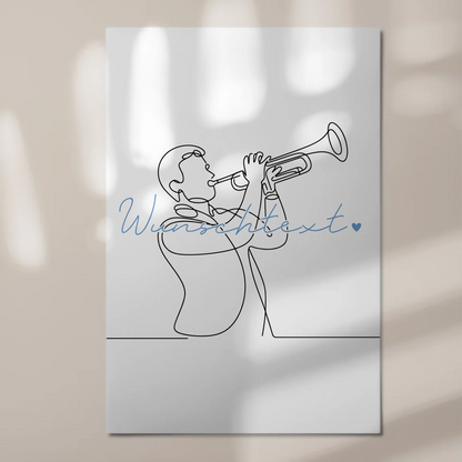 Lineart Fotoboard Magnet Wandbild Trompete Geschenk Sohn & Bruder