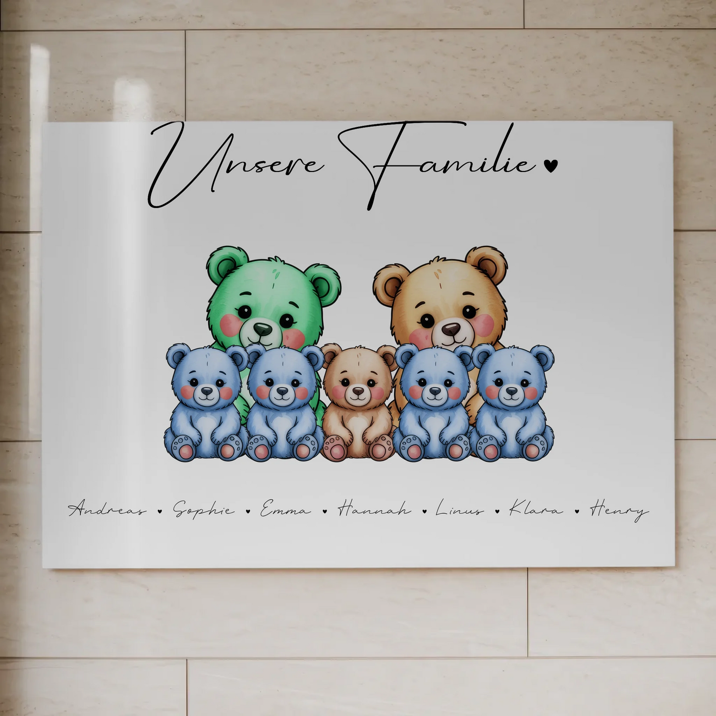 Fotoboard Spruch Familie Bärchen Familienporträt Geschenk für Oma Opa Mama Papa
