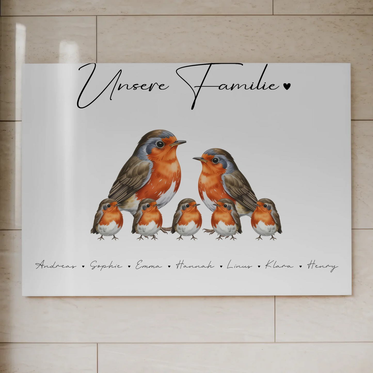 Magnetisches Fotoboard Sprüche Familie Rotkehlchen Familienporträt Geschenk für Oma Opa Mama Papa