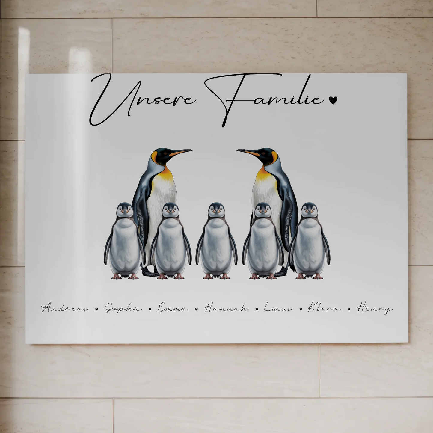 Familien Fotoboard Magnetisch Pinguin Familienporträt Geschenk für Oma Opa Mama Papa