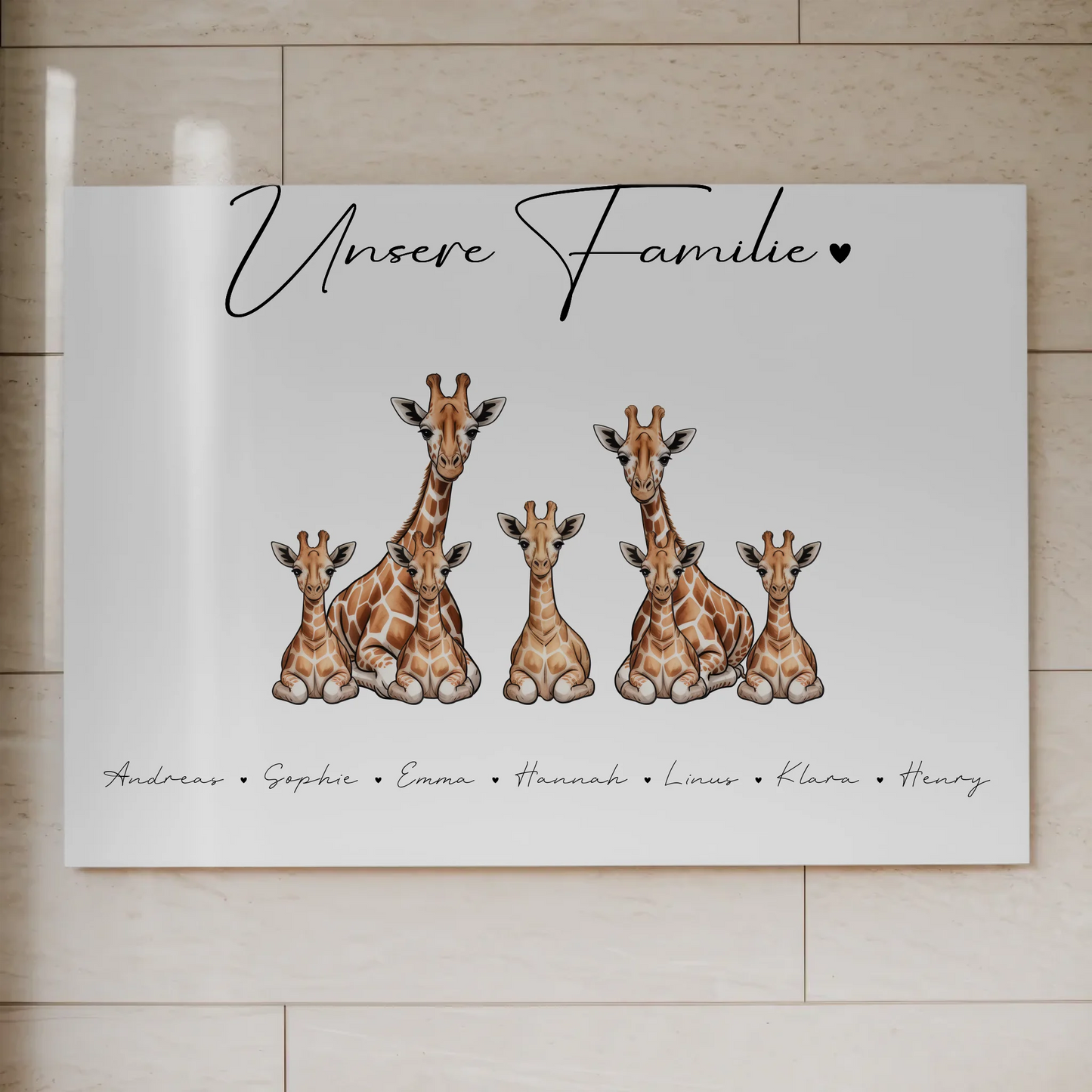 Familien Fotoboard Magnet PosterPersonalisiert Giraffe Familienporträt Geschenk für Papa Mama Oma Opa