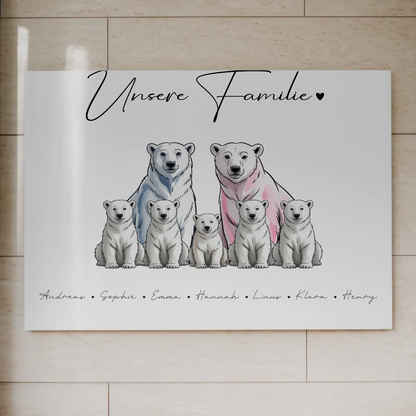 Fotoboard Familie Mit Namen Eisbären Familienporträt Geschenk für Oma Opa Mama Papa
