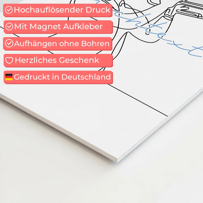 Lineart Fotoboard Magnet Wandbild Trompete Geschenk Sohn & Bruder