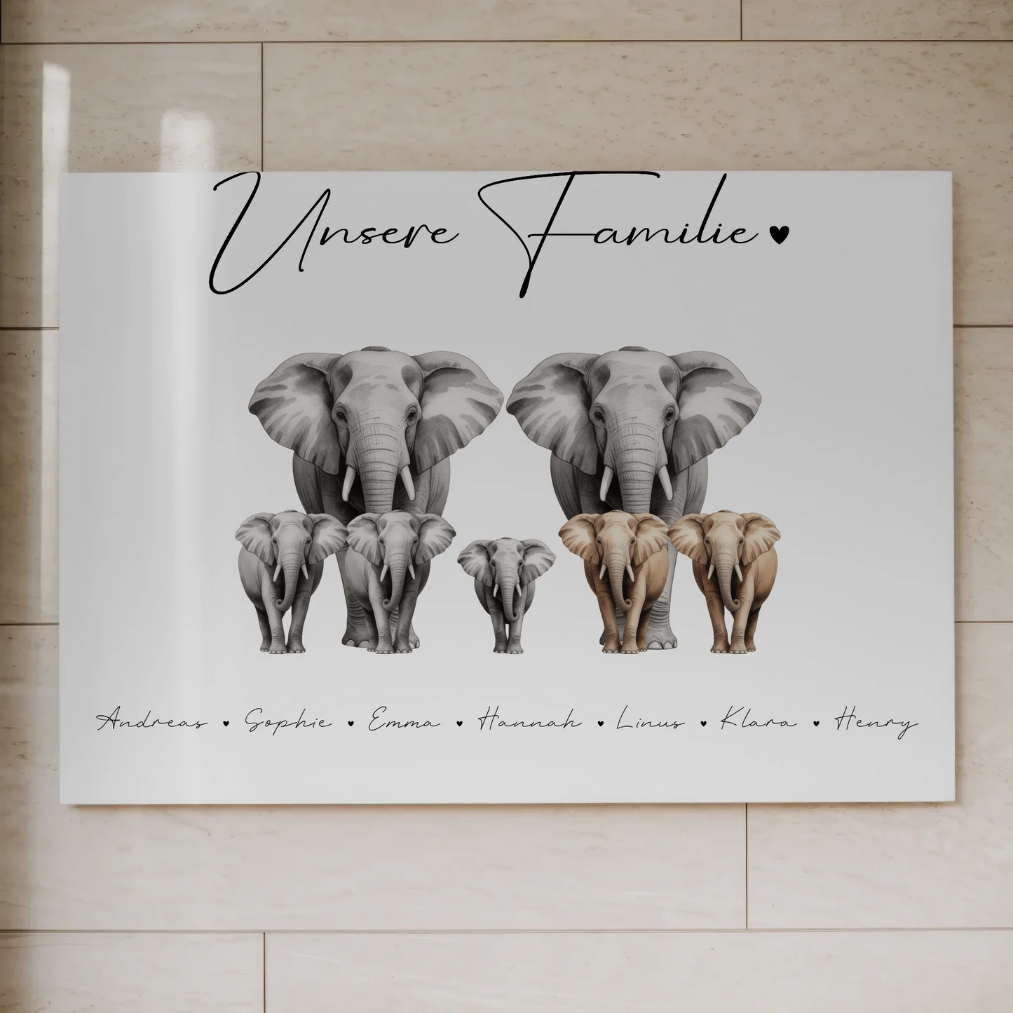 Familien Fotoboard Magnetisch Elefanten Familienporträt Geschenk für Oma Opa Mama Papa