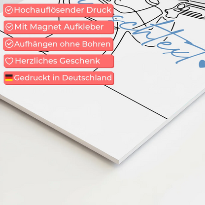 Personalisiertes Fotoboard Magnetisch Lineart Trompete Geschenk Sohn & Bruder