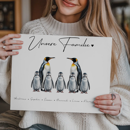 Familien Fotoboard Magnetisch Pinguin Familienporträt Geschenk für Oma Opa Mama Papa