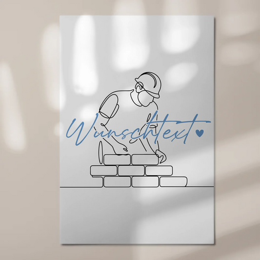 Lineart Fotoboard Magnet Wandbild Maurer Geschenk Sohn & Bruder 1