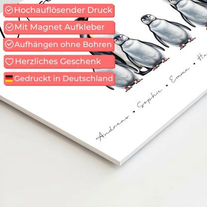 Familien Fotoboard Magnetisch Pinguin Familienporträt Geschenk für Oma Opa Mama Papa