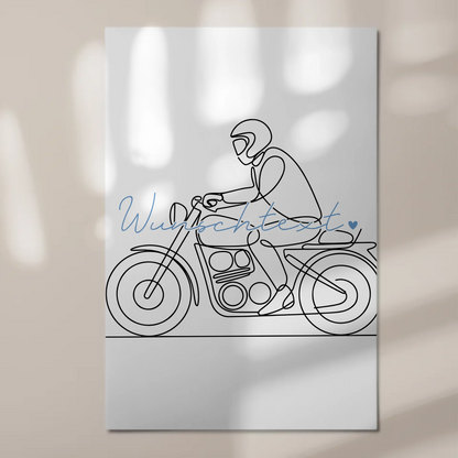Lineart Fotoboard Magnet Wandbild Motorradfahren Geschenk Sohn & Bruder 1