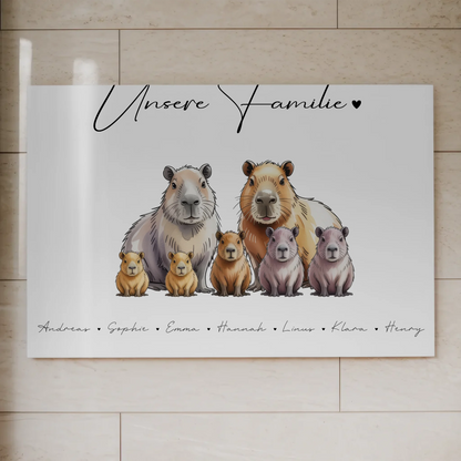 Familien Fotoboard Mit Namen Capybara Familienporträt Geschenk für Oma Opa Mama Papa