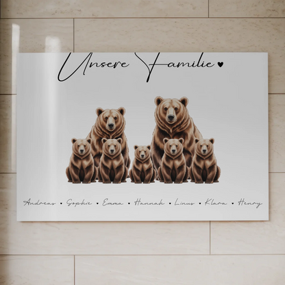 Familien Fotoboard Braunbären Familienporträt Geschenk für Mama Papa Oma Opa