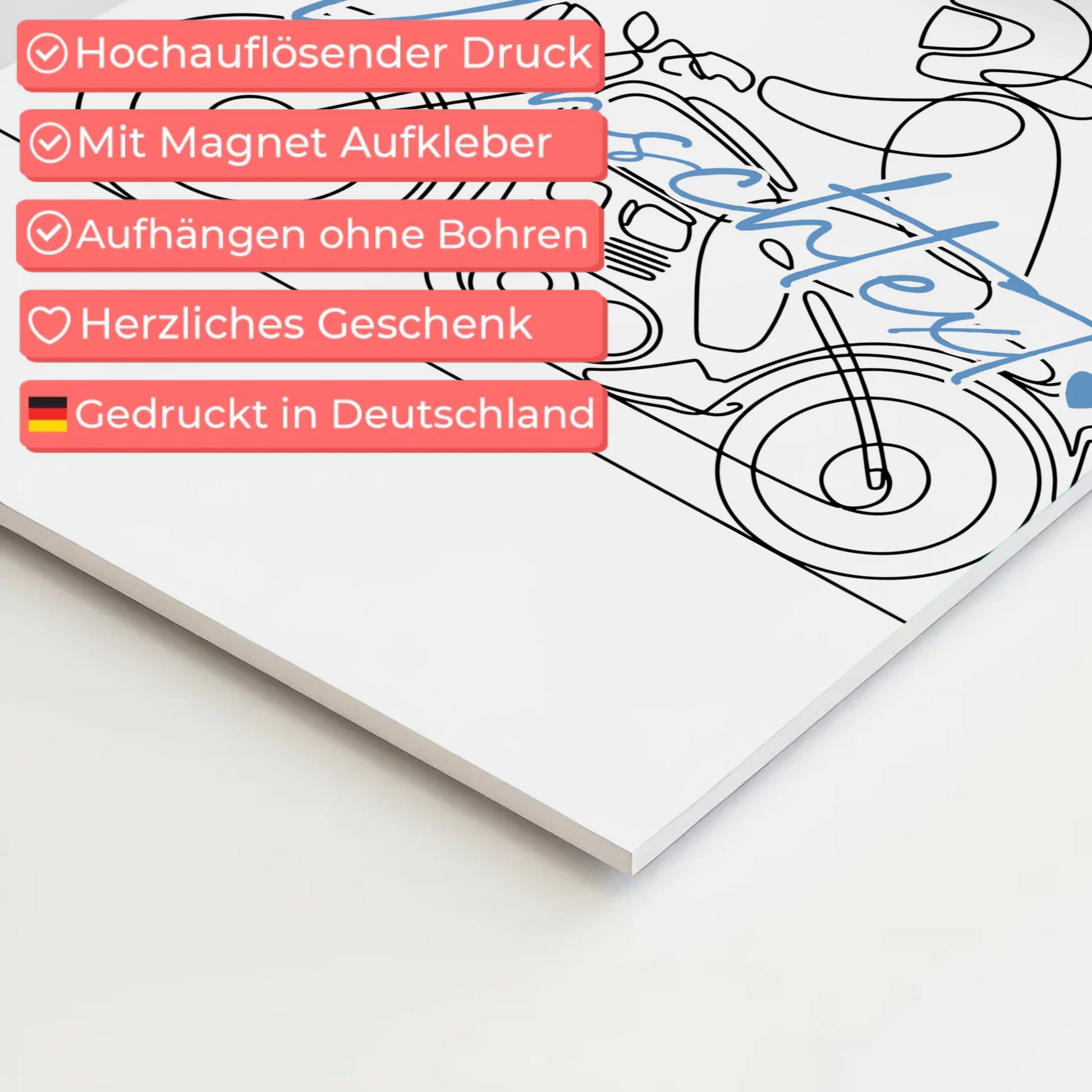 Lineart Fotoboard Magnetisch Personalisiert Motorradfahren Geschenk Sohn & Bruder 4
