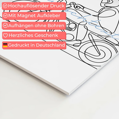 Lineart Fotoboard Magnet Wandbild Motorradfahren Geschenk Sohn & Bruder 4