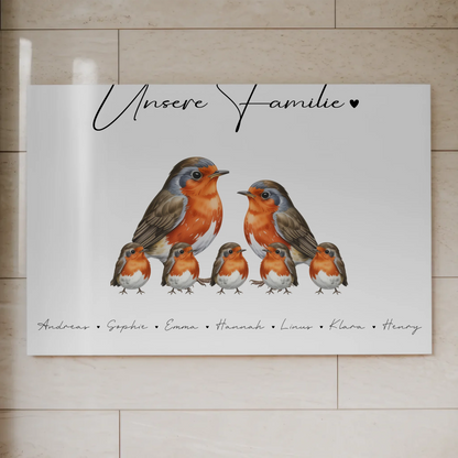 Magnetisches Fotoboard Sprüche Familie Rotkehlchen Familienporträt Geschenk für Oma Opa Mama Papa