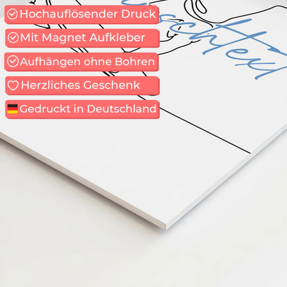 Lineart Fotoboard Magnetisch Personalisiert Wakeboarden Geschenk Sohn & Bruder