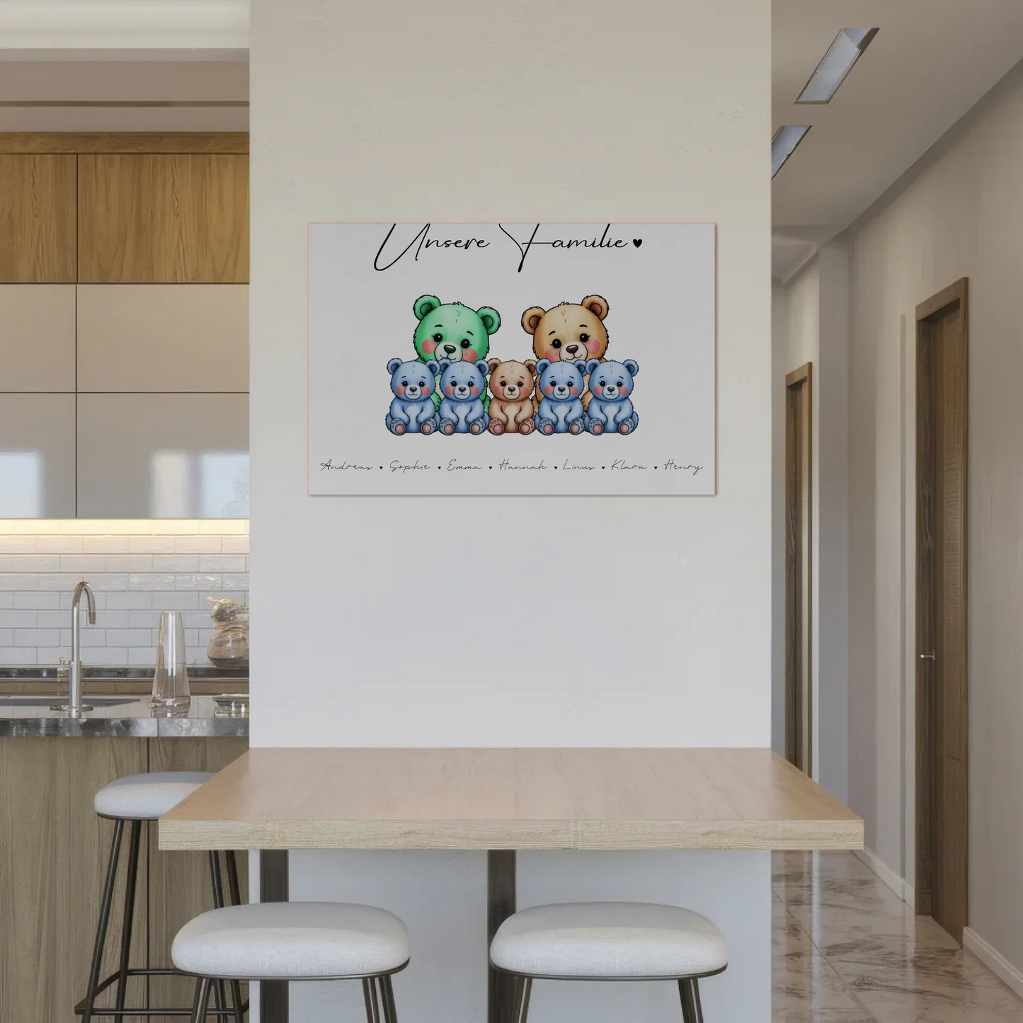 Fotoboard Spruch Familie Bärchen Familienporträt Geschenk für Oma Opa Mama Papa