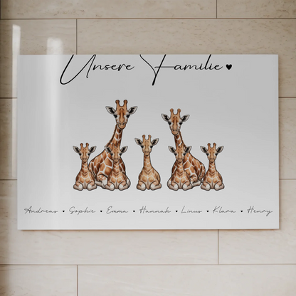 Familien Fotoboard Magnet PosterPersonalisiert Giraffe Familienporträt Geschenk für Papa Mama Oma Opa