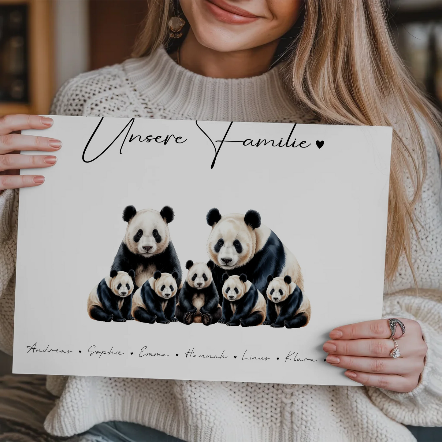Fotoboard Magnet Poster Familie Panda Familienporträt Geschenk für Papa Mama Oma Opa