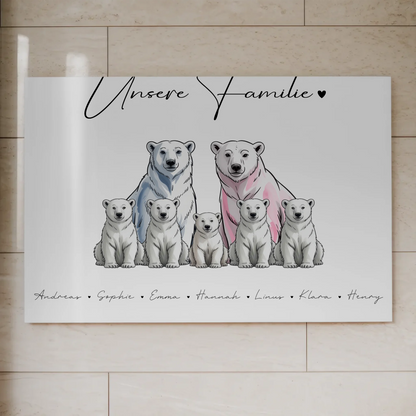 Fotoboard Familie Mit Namen Eisbären Familienporträt Geschenk für Oma Opa Mama Papa