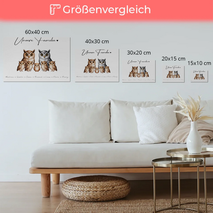 Fotoboard Magnet Poster Familie Eulen Familienporträt Geschenk für Mama Papa Oma Opa