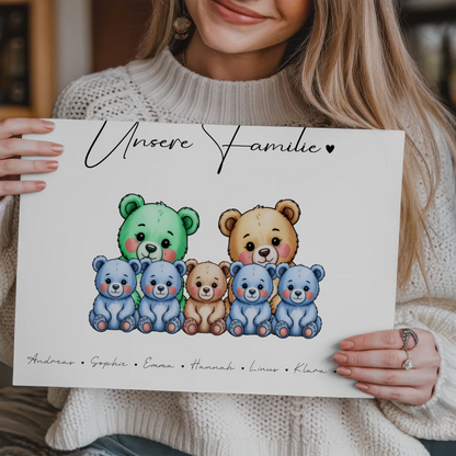 Fotoboard Spruch Familie Bärchen Familienporträt Geschenk für Oma Opa Mama Papa