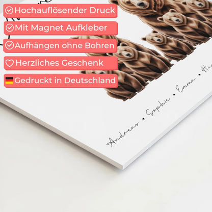 Familien Fotoboard Braunbären Familienporträt Geschenk für Mama Papa Oma Opa